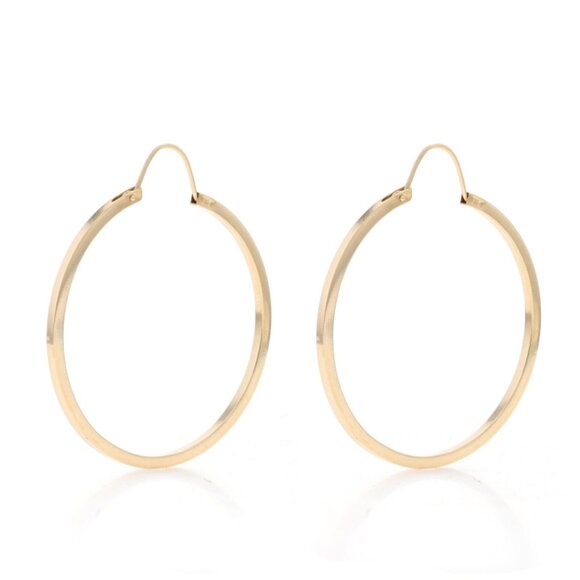 Yellow Gold Hoop Earrings - 14k Round Pierced